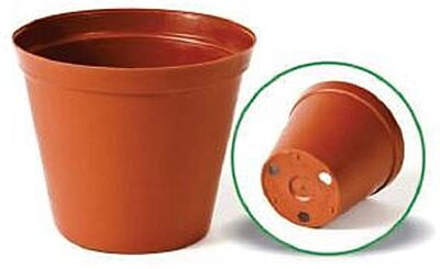 Round plastic pot - Terra/Black 9cm